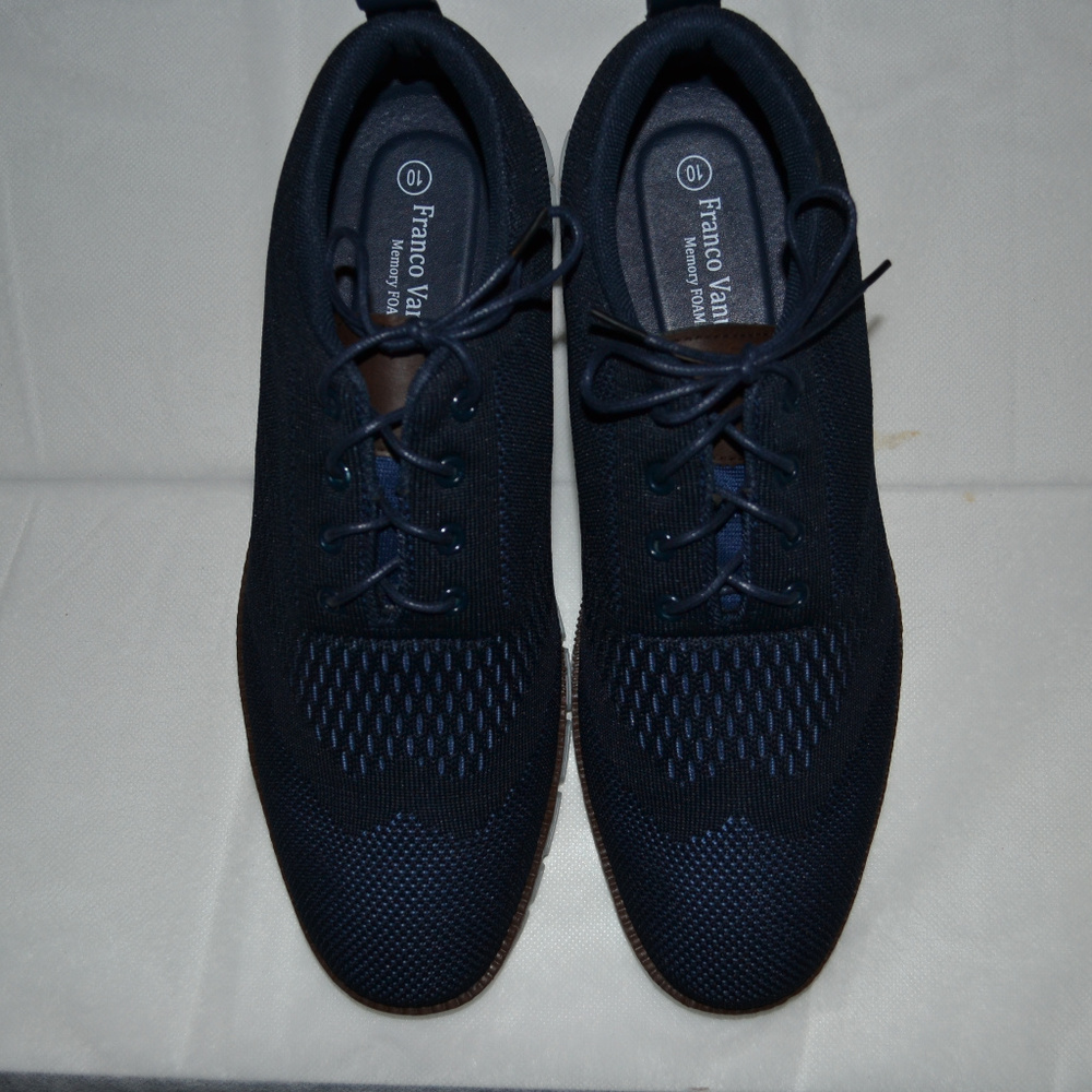 Franco Vannuci Men's Knit Oxford-Style Shoes - Nav